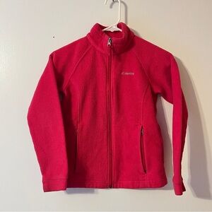 Columbia Girls Pink Fleece Zip Up Jacket Size Medium 10-12